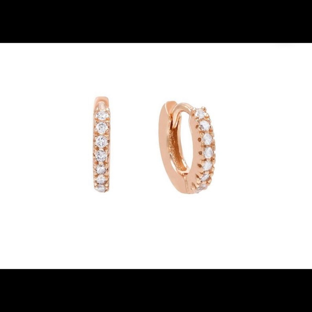 Crystal rose gold mini hoop huggies